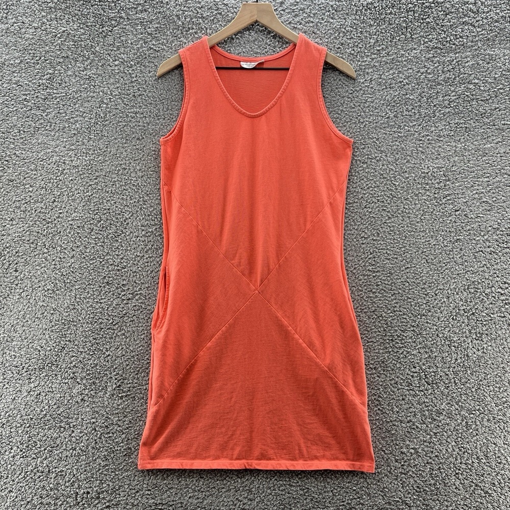 Prairie Cotton Dress Womens Small Orange Knit Sleeveless Pockets Shift USA